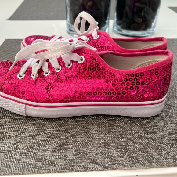 Hot Pink balera sequin casual sneaker shoes size 9 - Picture 1 of 7